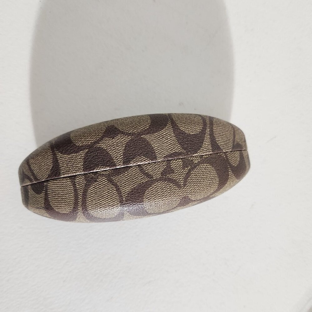 Coach Signature Pattern Hard Eyeglass Sunglasses Case Beige & Brown - Picture 5 of 11